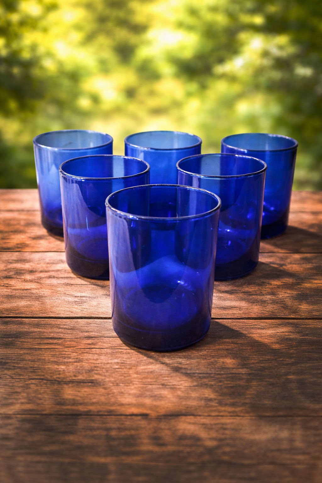 Juego De Vasos De Vidrio Azul Cobalto X 6 Unidades